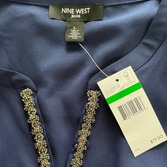 Nine West Sleeveless Beaded Lace Blouse NWT - Picture 2 of 7